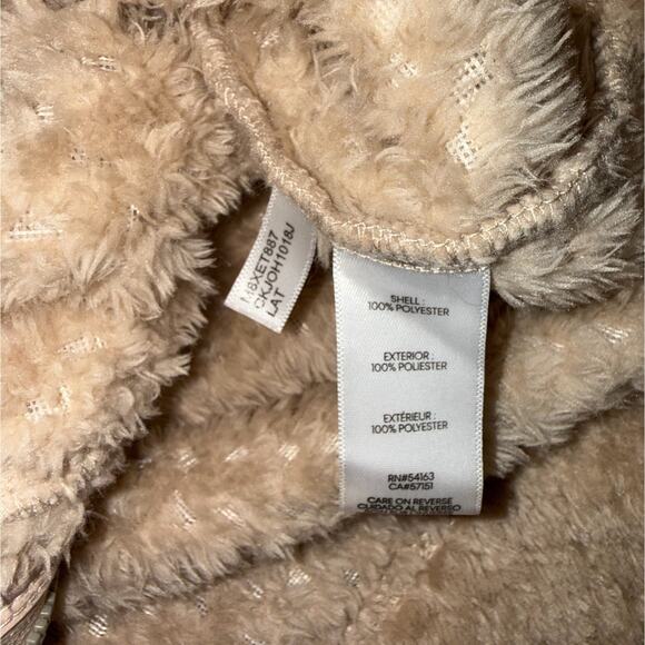 Calvin Klein Velour Fleece Jacket Men’s Medium Tan Textured Full Zip - Picture 3 of 8